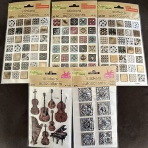 Lot Of 5 Crafters Square Sticker Sheets 121 Puffy Stickers Lot 001 Scrapbook